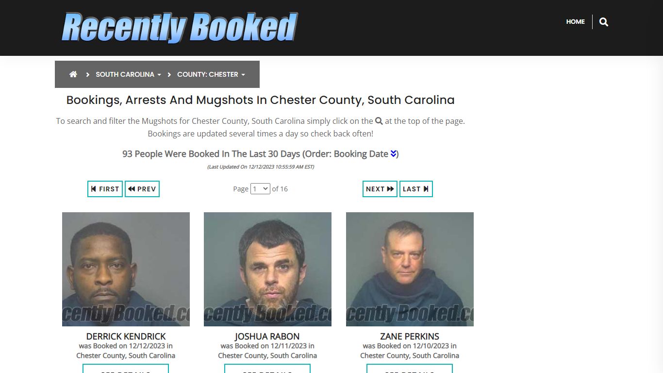 Recent bookings, Arrests, Mugshots in Chester County, South Carolina